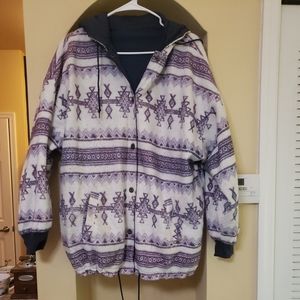 Vintage Braetan Jacket Aztec chinch bottom snap closur one size fits most purple
